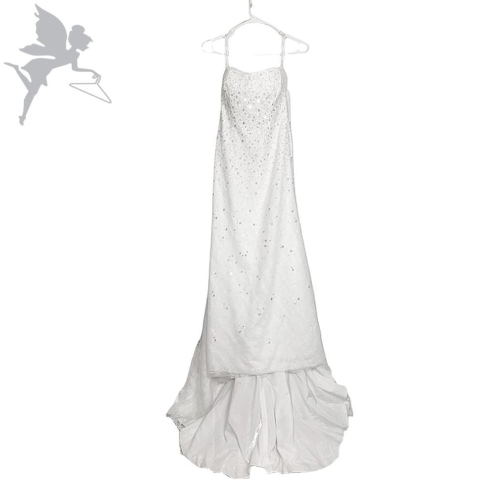 NWT GALINA SIGNATURE Strapless Mermaidcore Wedding Dress With Beaded Fri… - Picture 6 of 16
